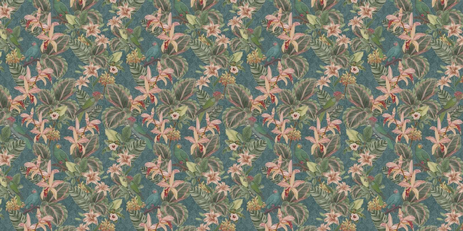 Oiseaux & perroquets de la jungle tropicale - turquoise