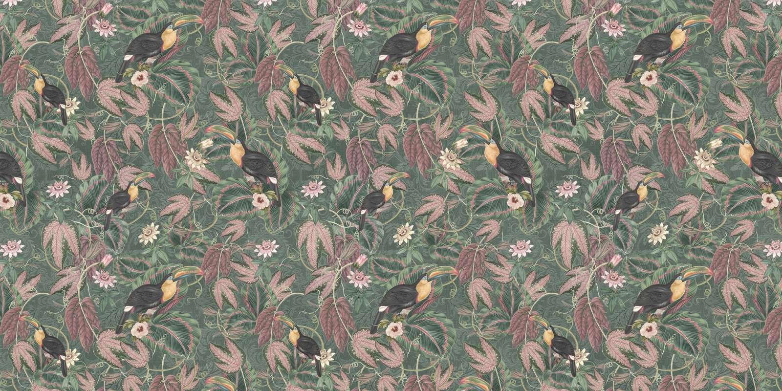 Oiseaux & toucans de la jungle tropicale - vert foncé