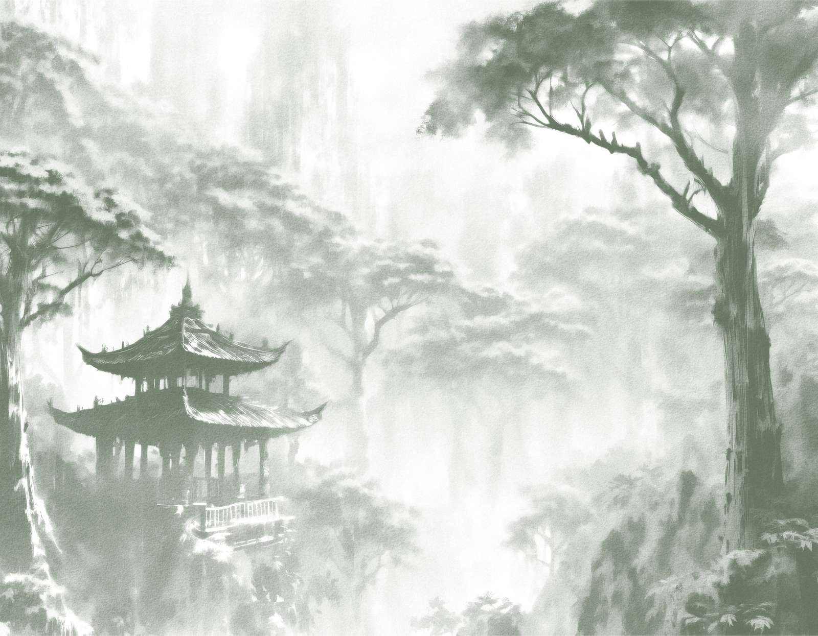 Pavillon Oriental Brumeux, vert