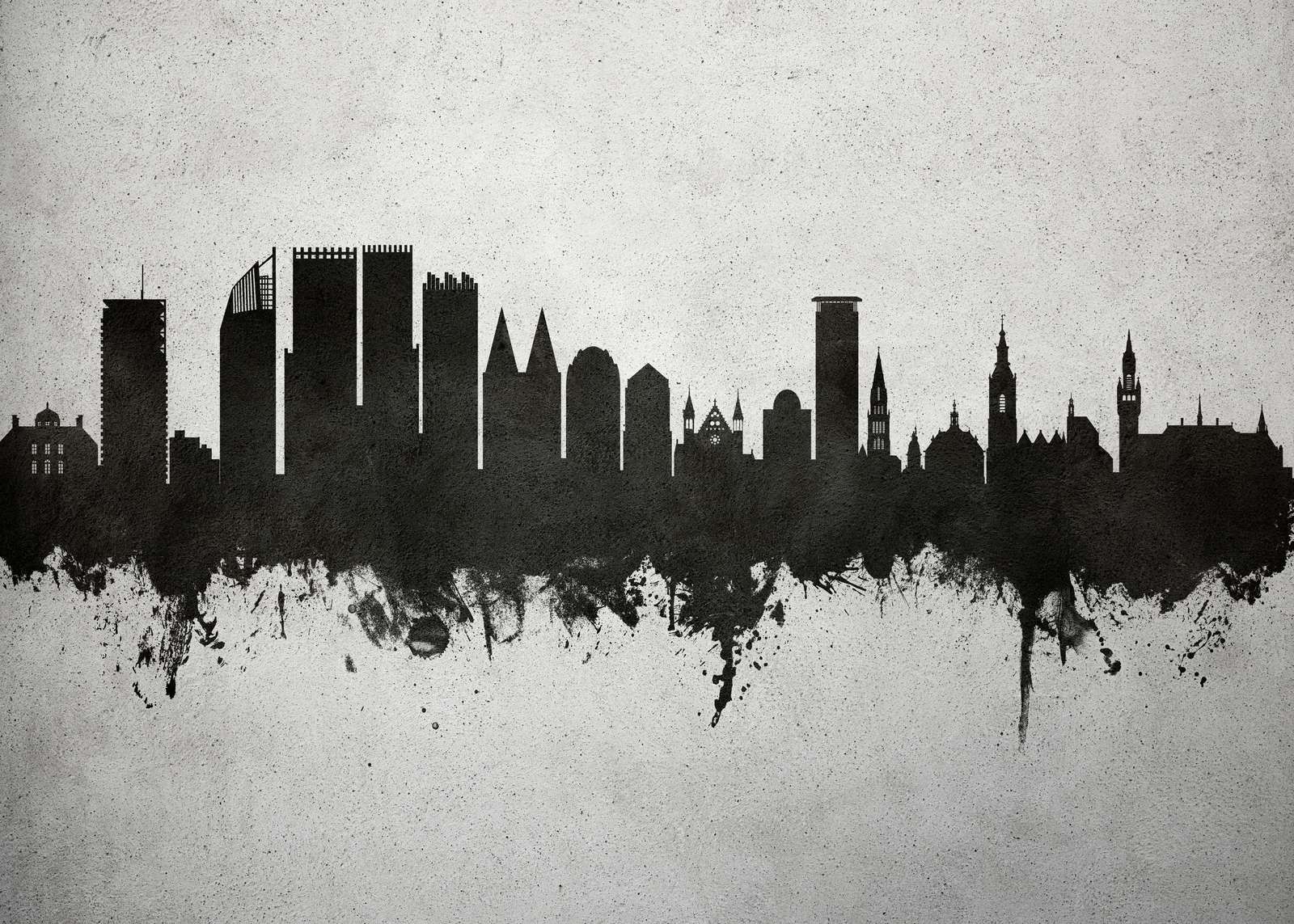 Aquarelle skyline, La Haye