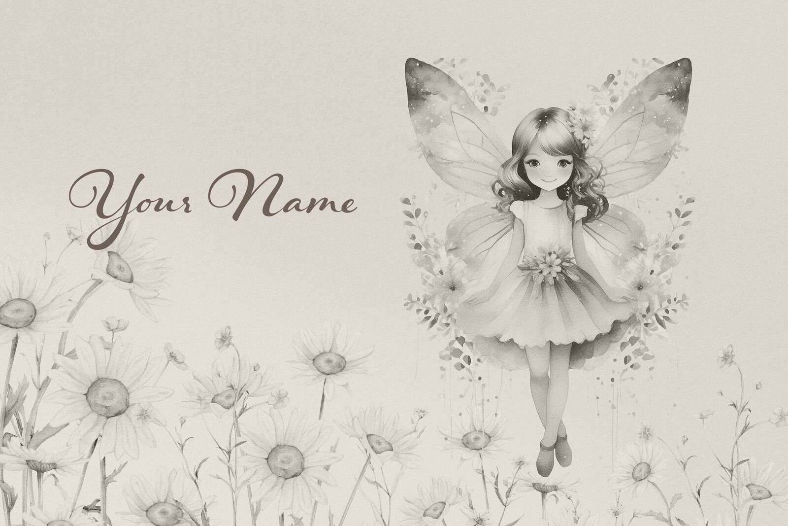 Elfe dans un champ de marguerites douces