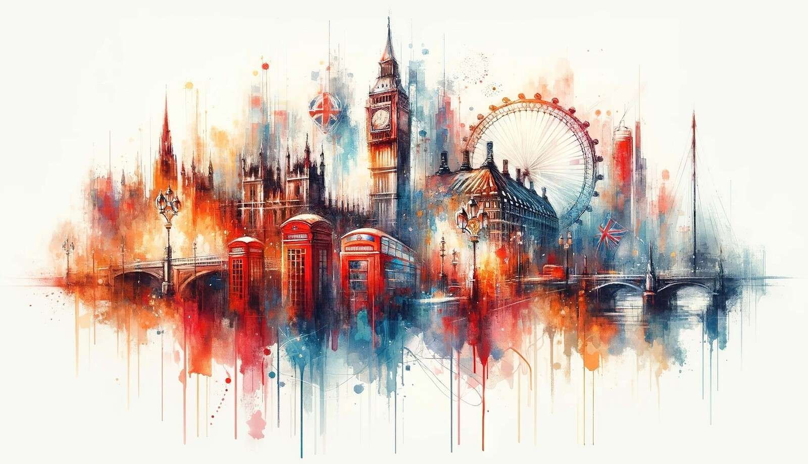 Aquarelle de la ligne d'horizon de Londres