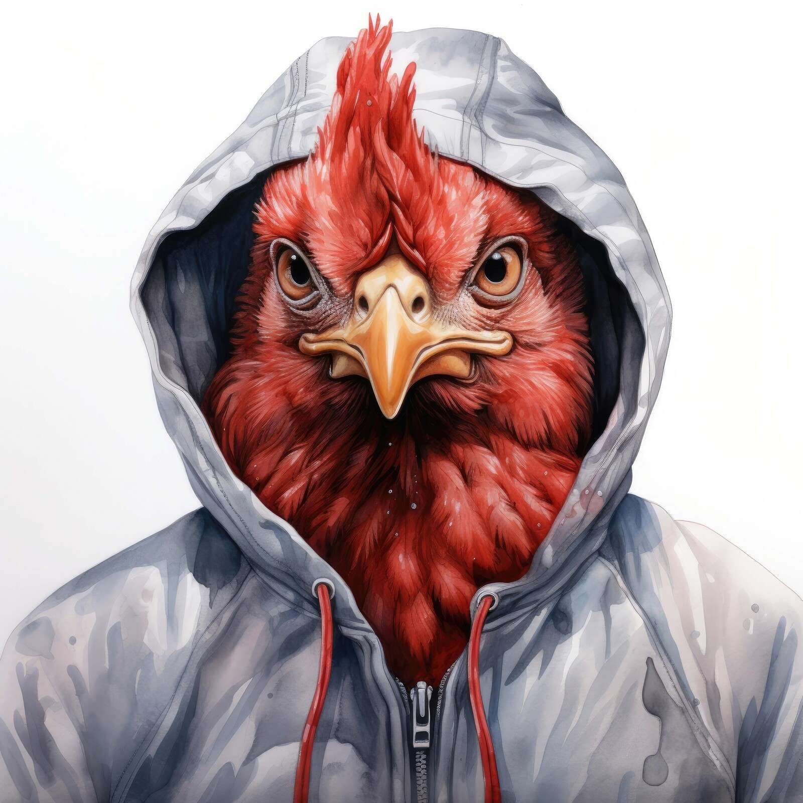 Poulet de dessin animé à l'aquarelle en sweat à capuche