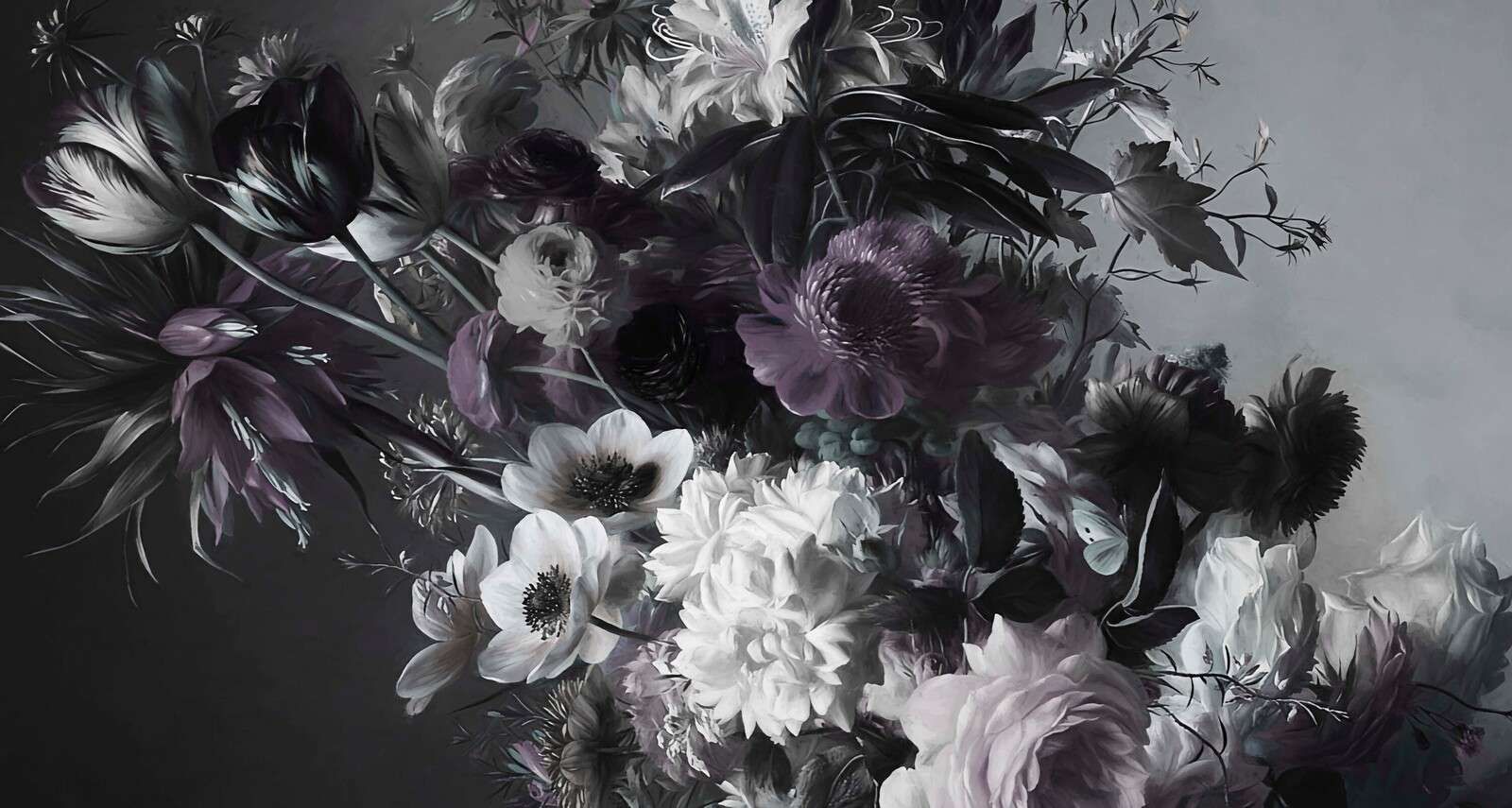 Grand bouquet avec des anémones violettes
