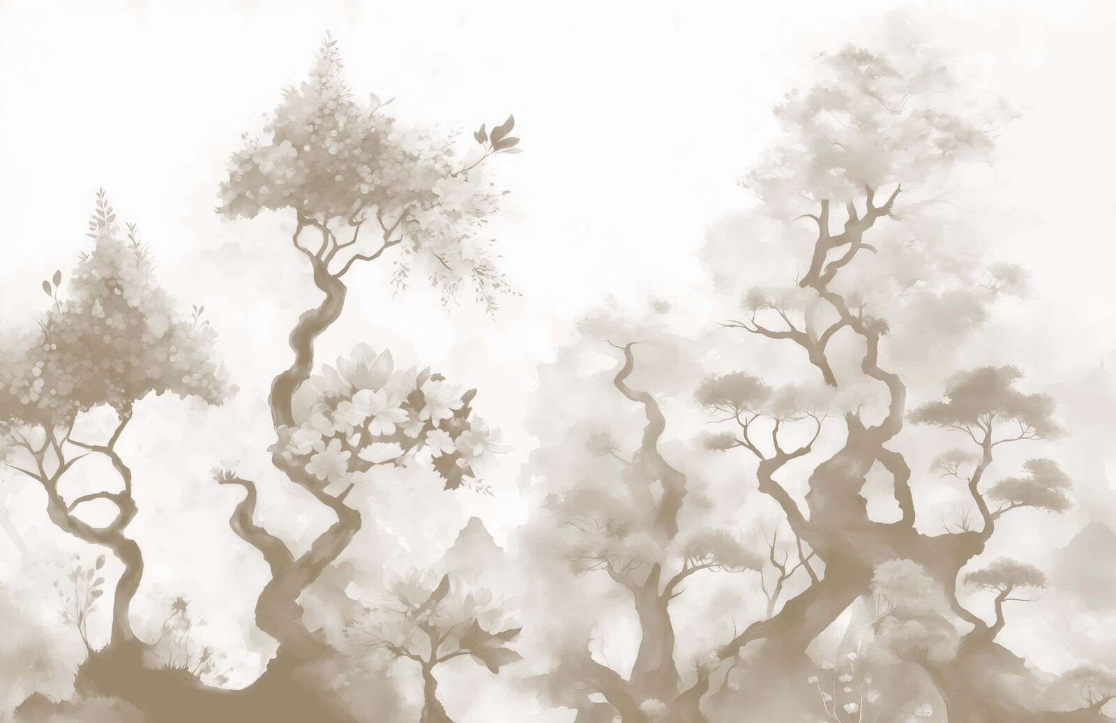 Arbres en fleurs gris