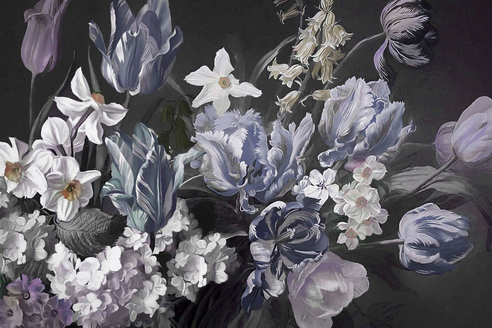 Bouquet avec des pions bleus