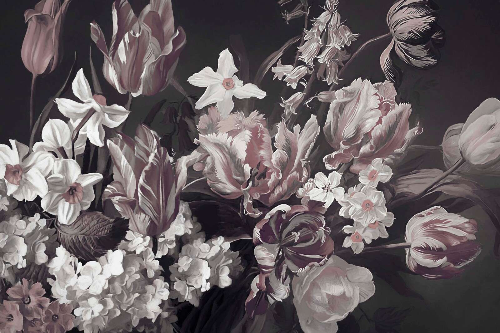 Bouquet avec des pions roses