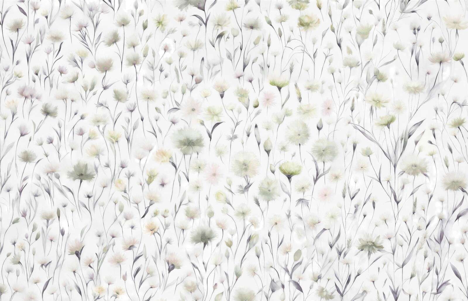 Bleuets et herbes des champs verts