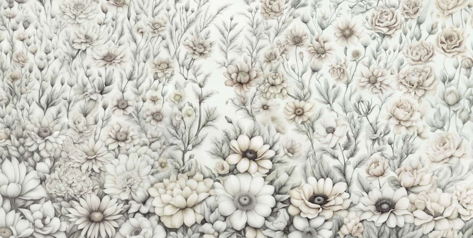 Mur floral romantique - beige