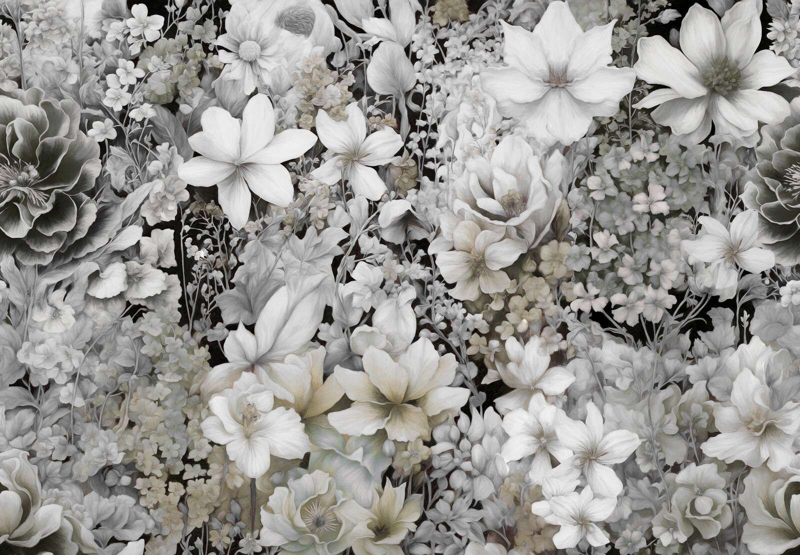 Festival de fleurs sans couture - gris