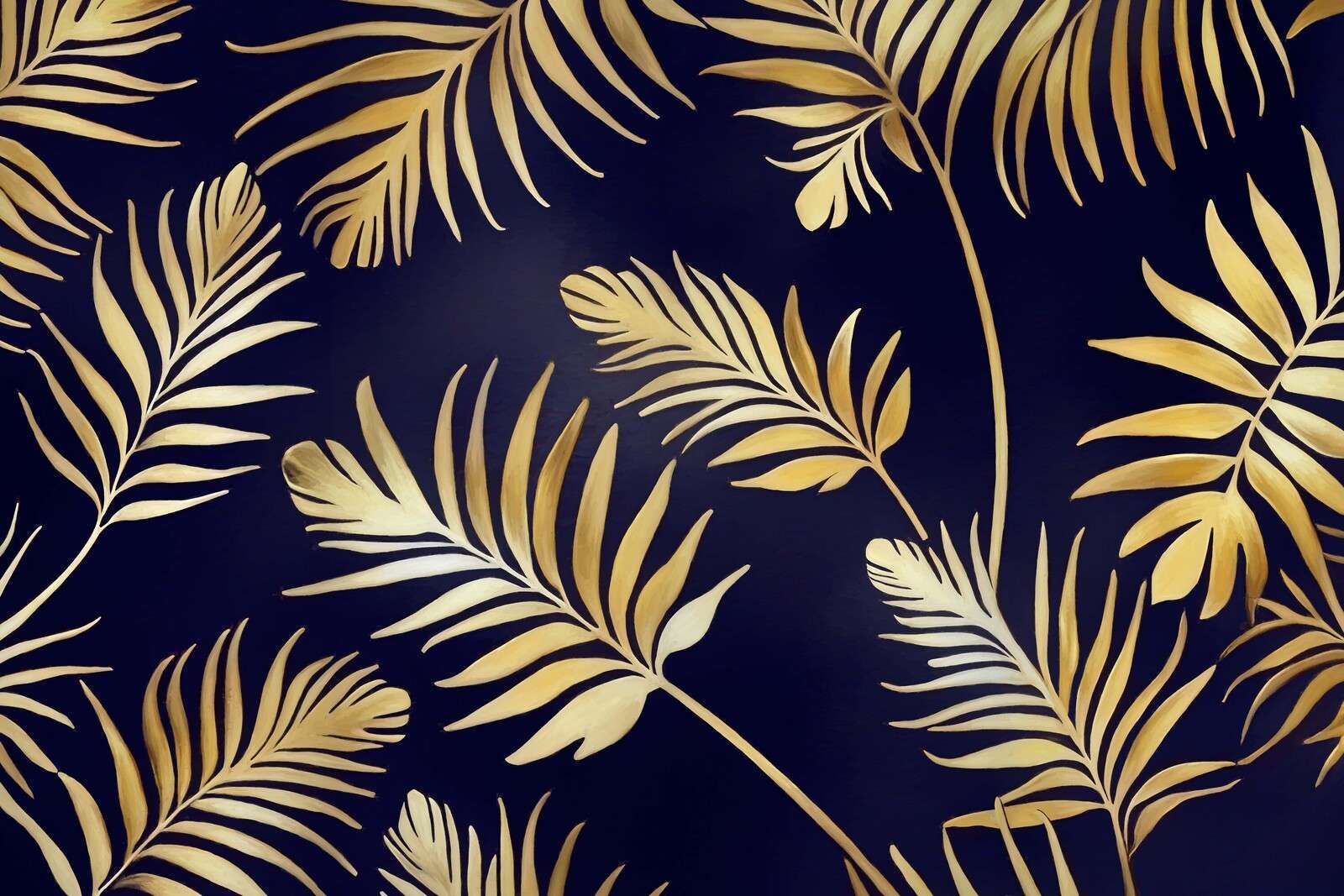 Feuilles dorées sur cuivre foncé