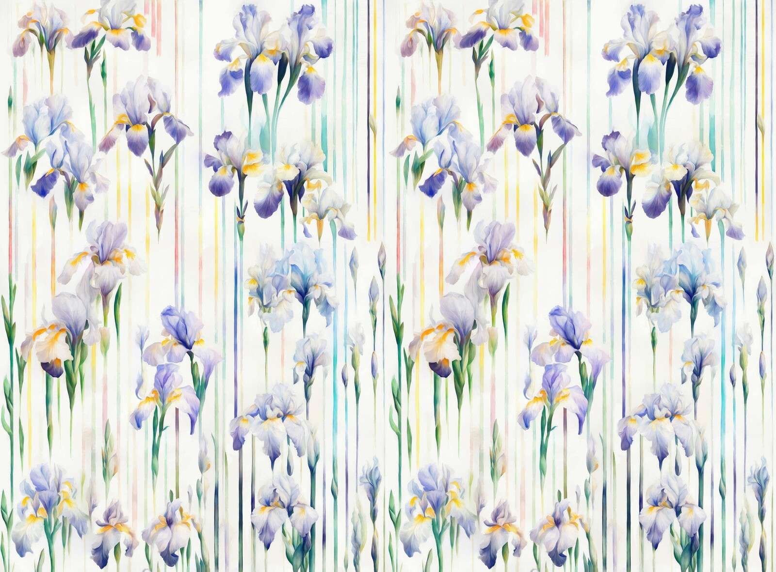 Iris et rayures pastel sans couture