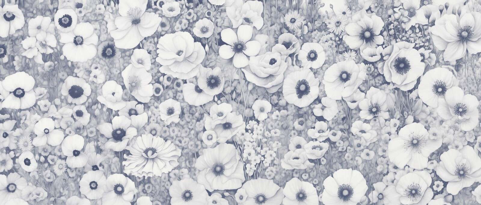 Poppy Tale Monochrome Bleu