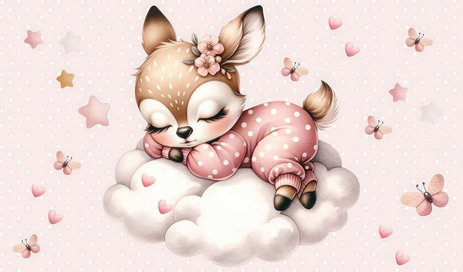 Bambi endormi sur un nuage