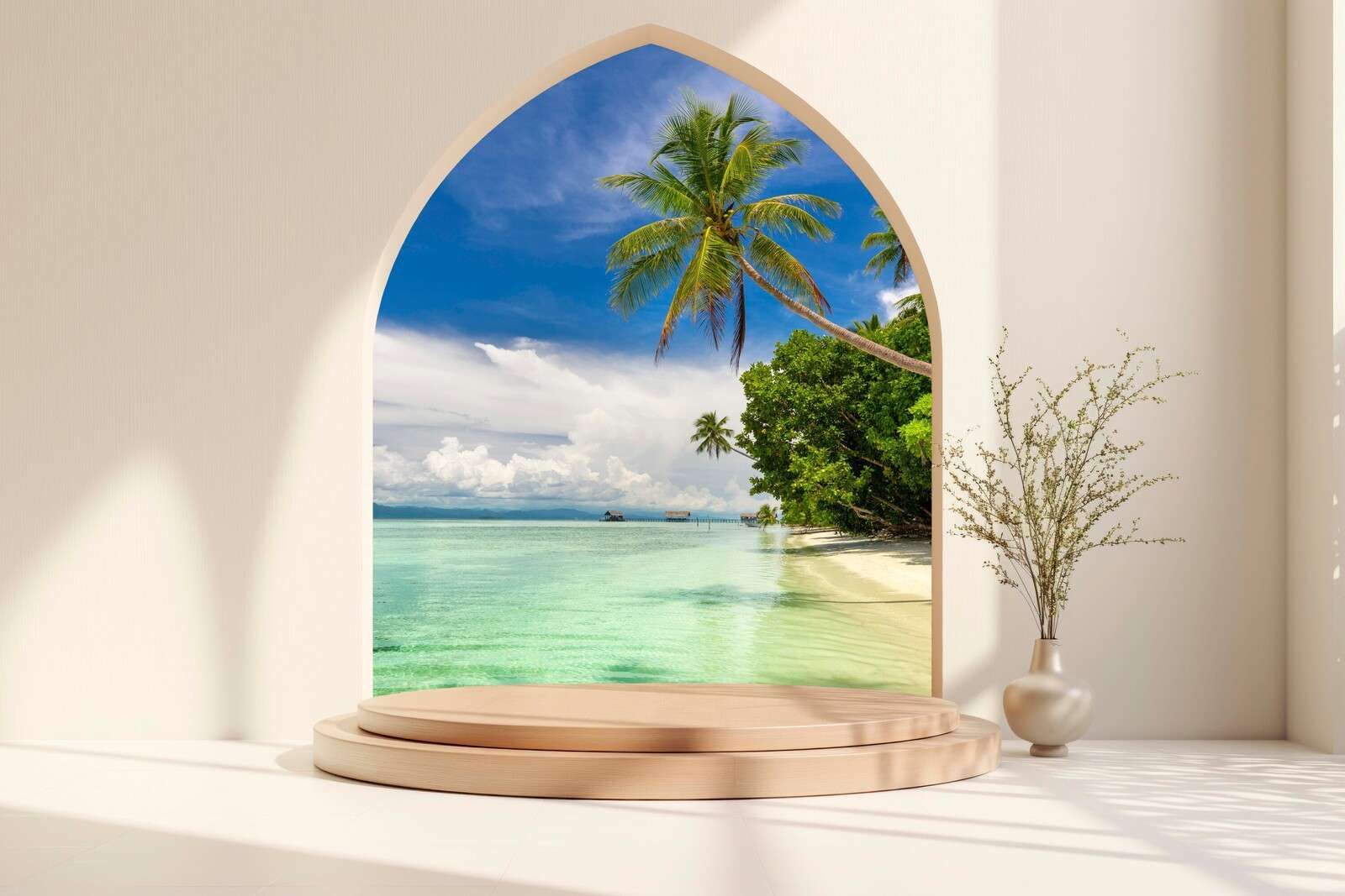 Île tropicale avec des palmiers