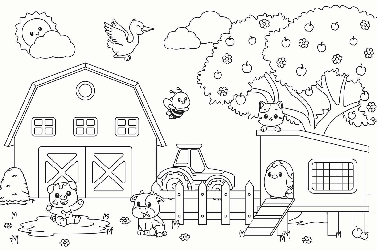 Animaux joyeux à la ferme