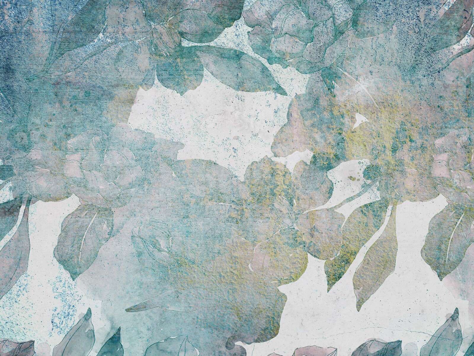 Pivoines fanées en bleu aquarelle