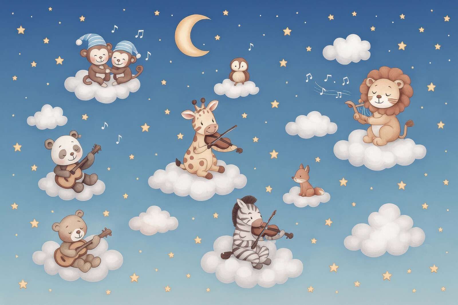 Concert d'oiseaux dans les nuages - bleu