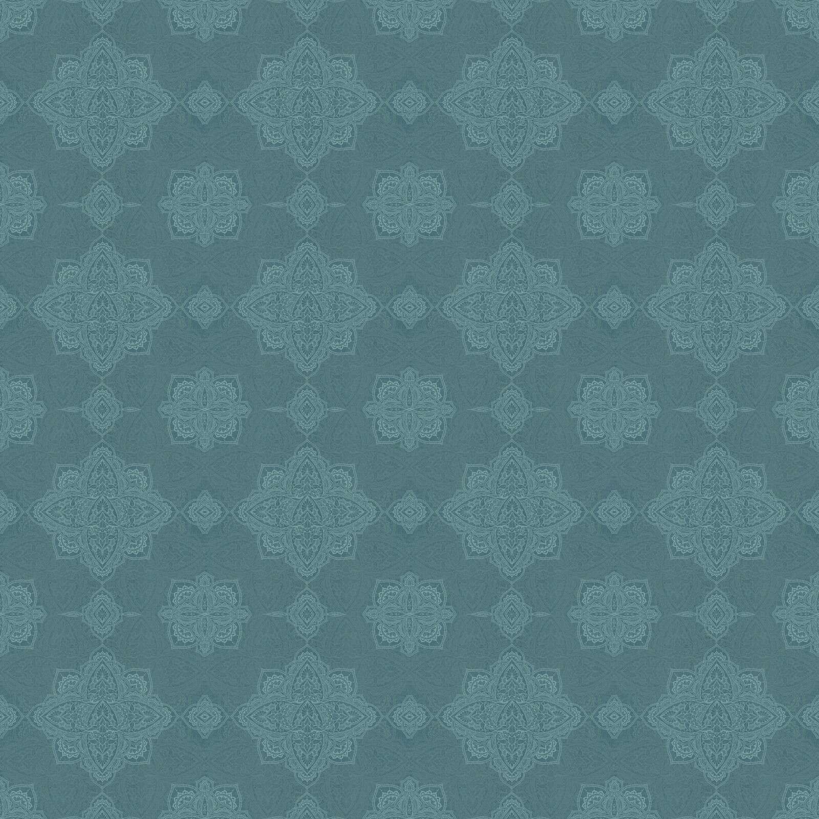 motif oriental à médaillons bleu pétrole