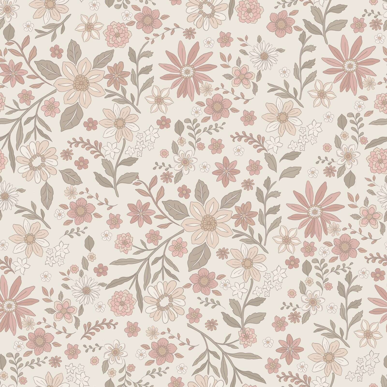 motif vintage de fleurs des champs rose doux