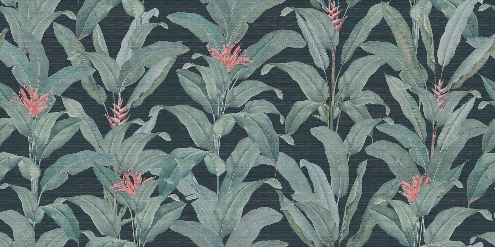 Héliconia tropical sur bleu nuit