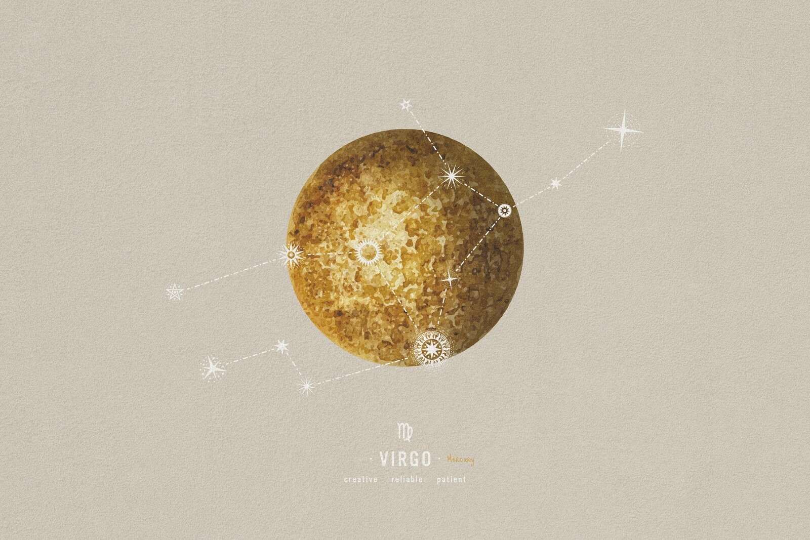 Planète Vierge Avec Ligne D'étoiles