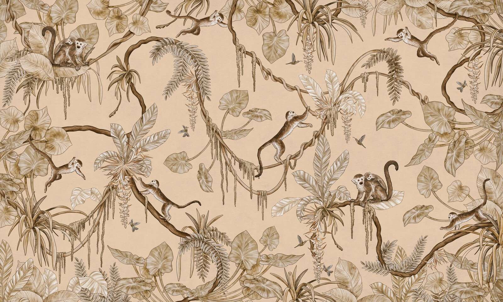 Playful Monkeys - Vintage - Beige