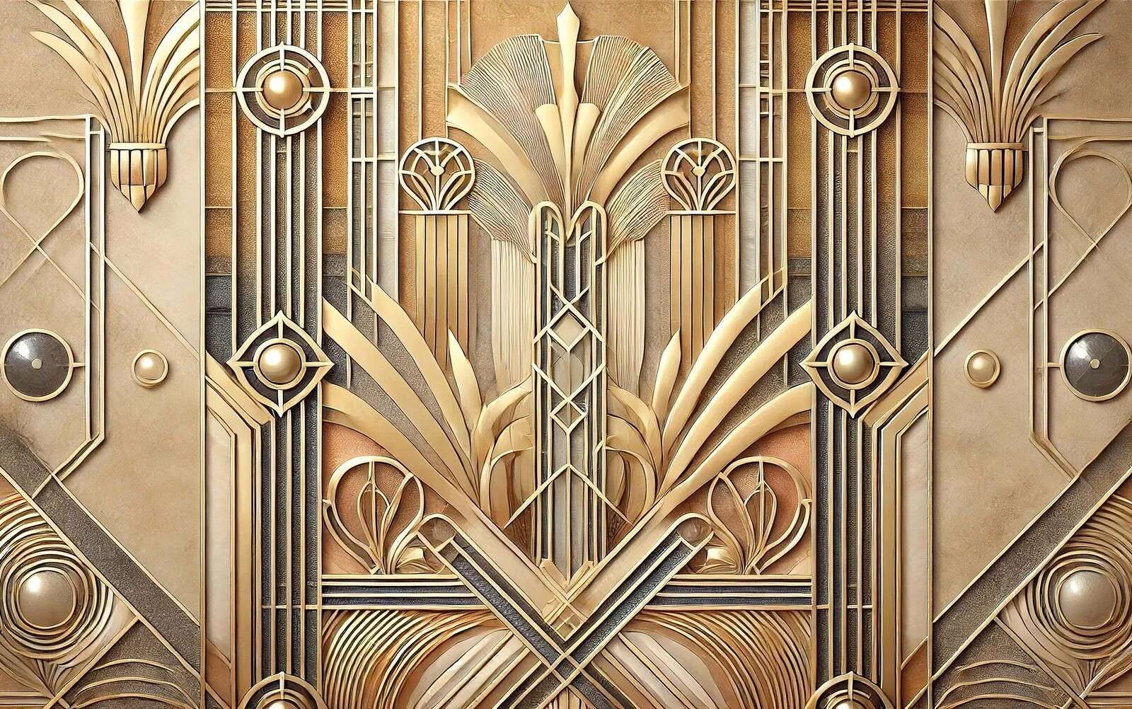 Art déco doré en relief symétrique