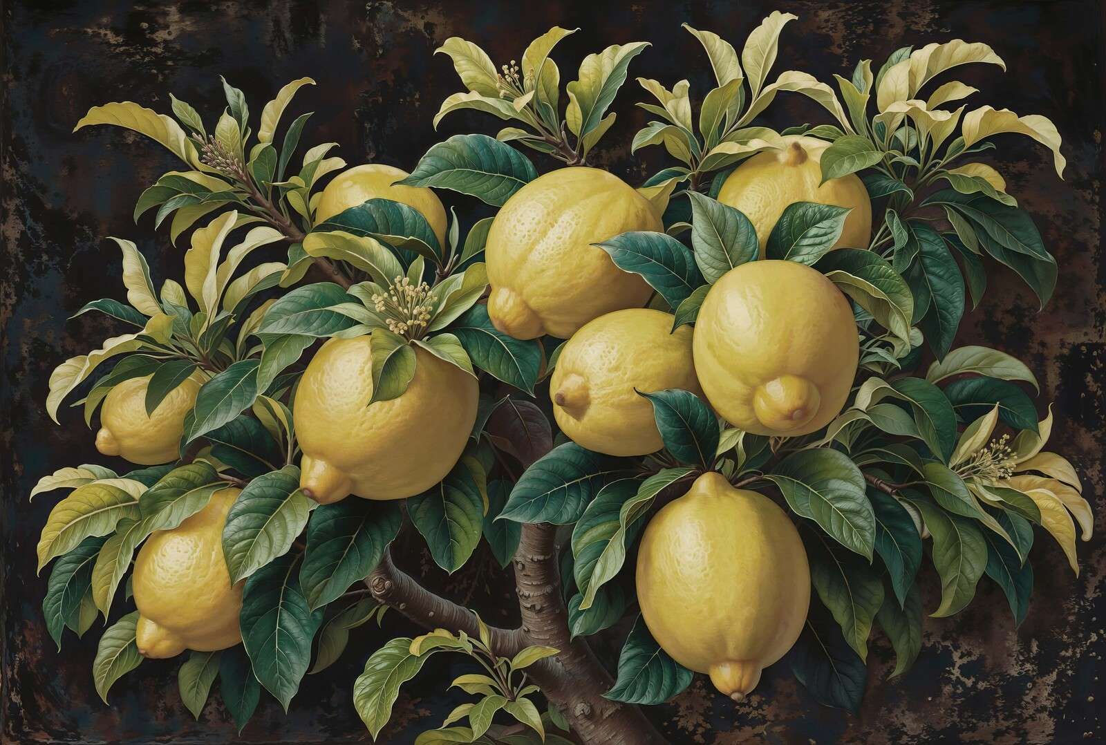 Des citrons mûrs sur un citronnier.