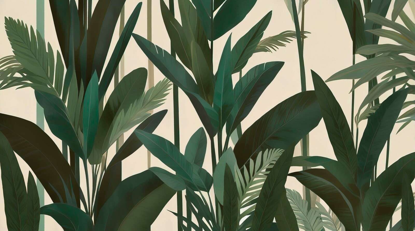 Feuilles tropicales en vert foncé