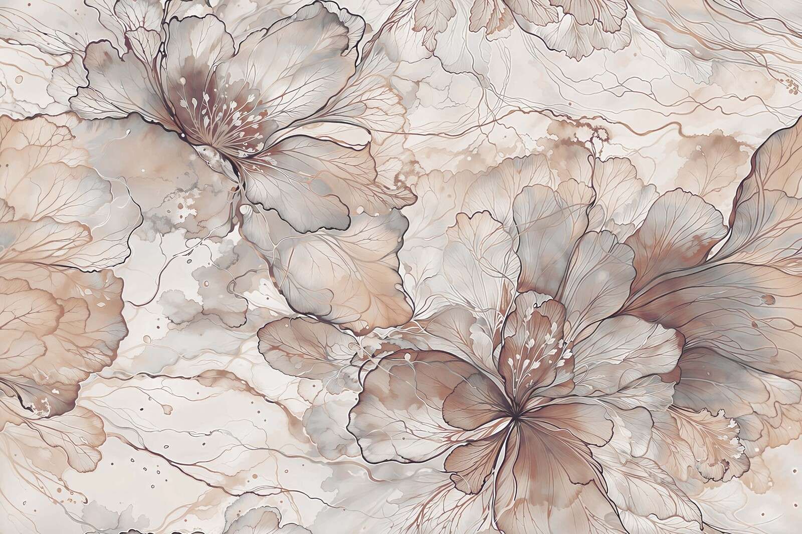 Fleurs à l'aquarelle dans des tons de terre doux