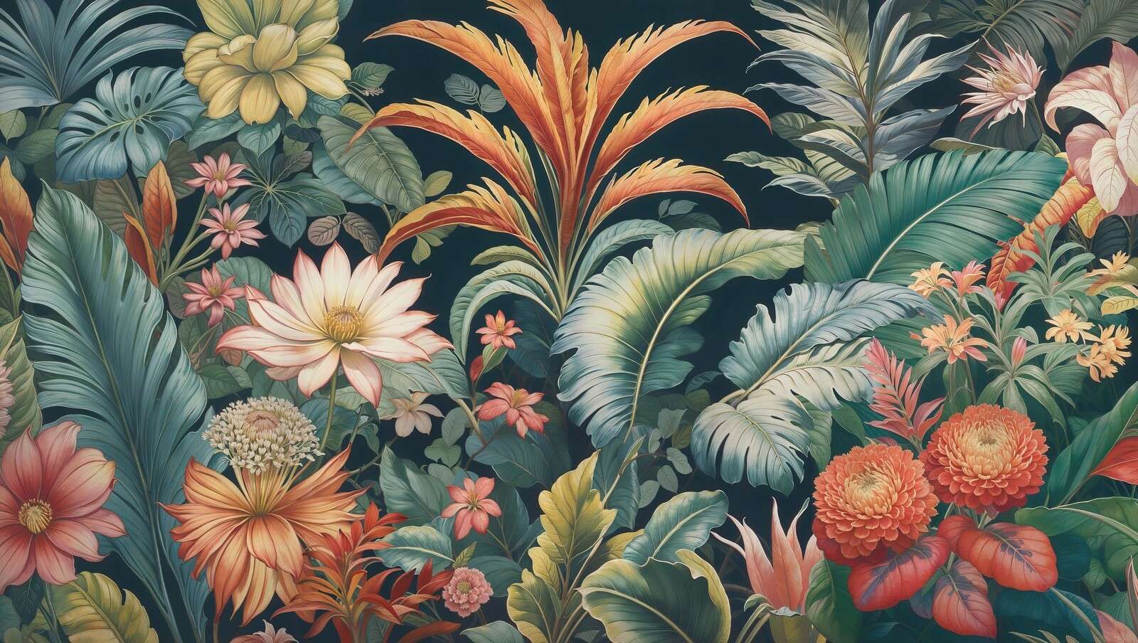 Fleurs tropicales aux couleurs profondes