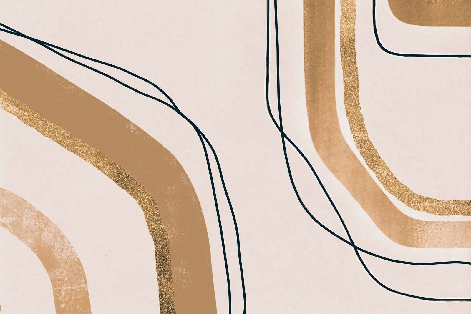 Lignes apaisantes, art moderne du milieu du siècle beige