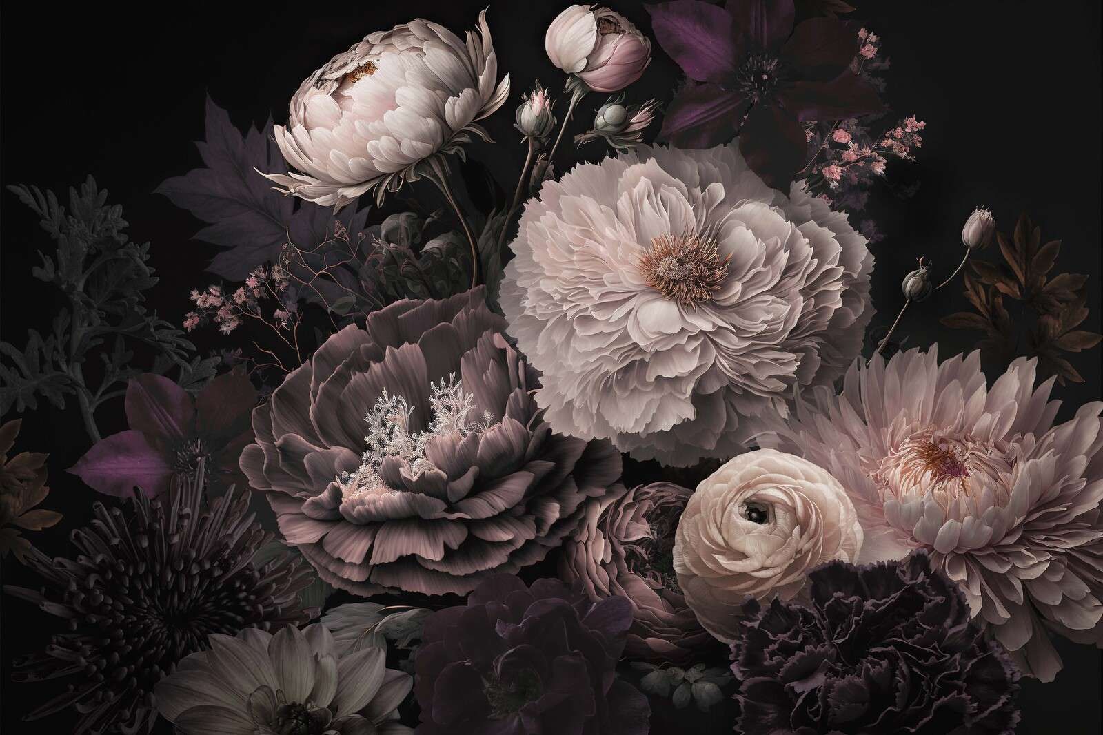 Ambiance gothique de fleurs maussades