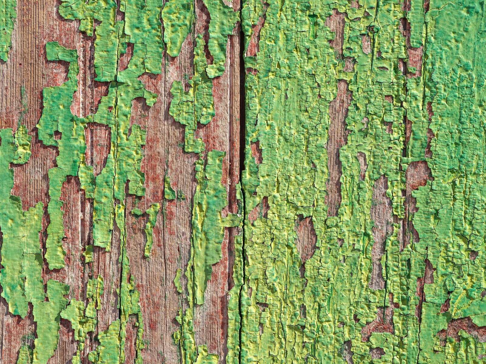 Bois vieilli avec une couche de peinture verte