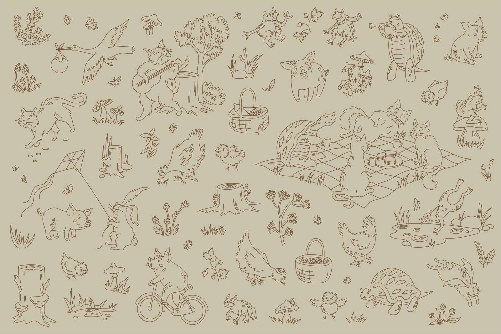 forêt animaux calme gris vert