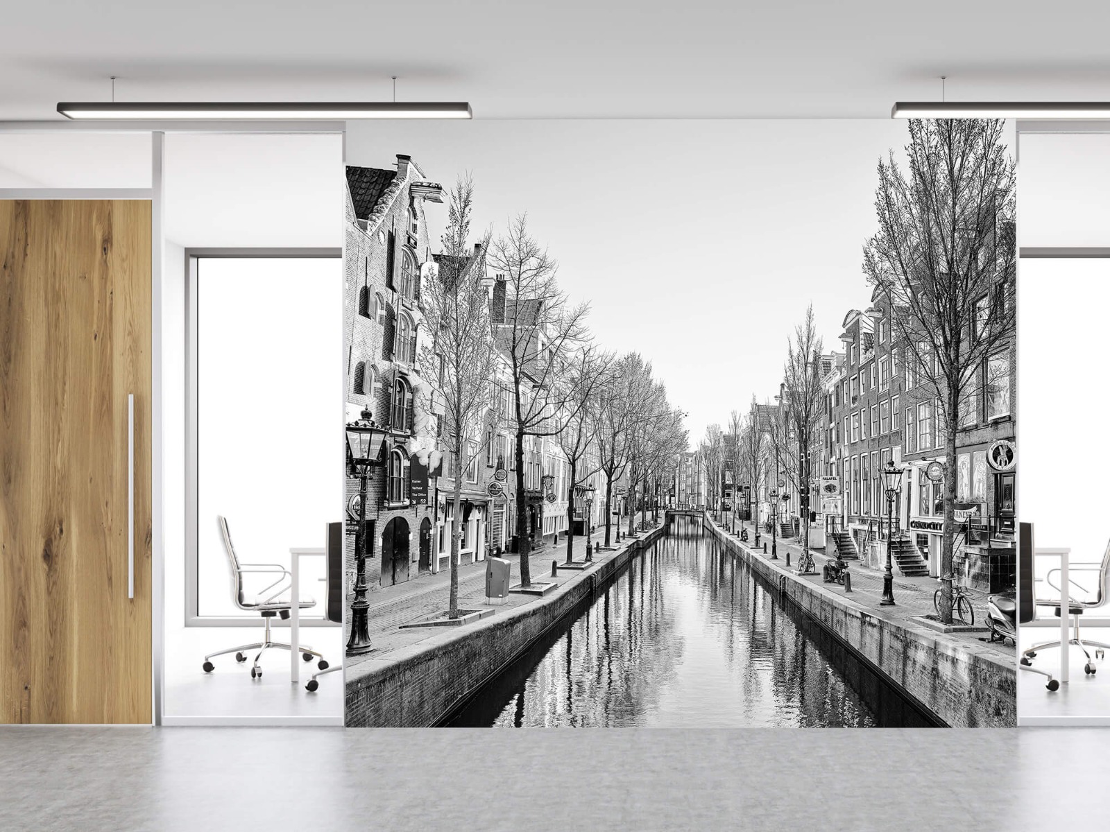 Papier peint noir et blanc - Amsterdam en noir et blanc - Bureau 11