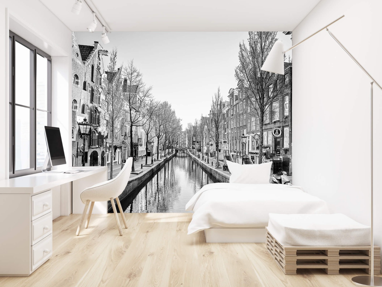 Papier peint noir et blanc - Amsterdam en noir et blanc - Bureau 22