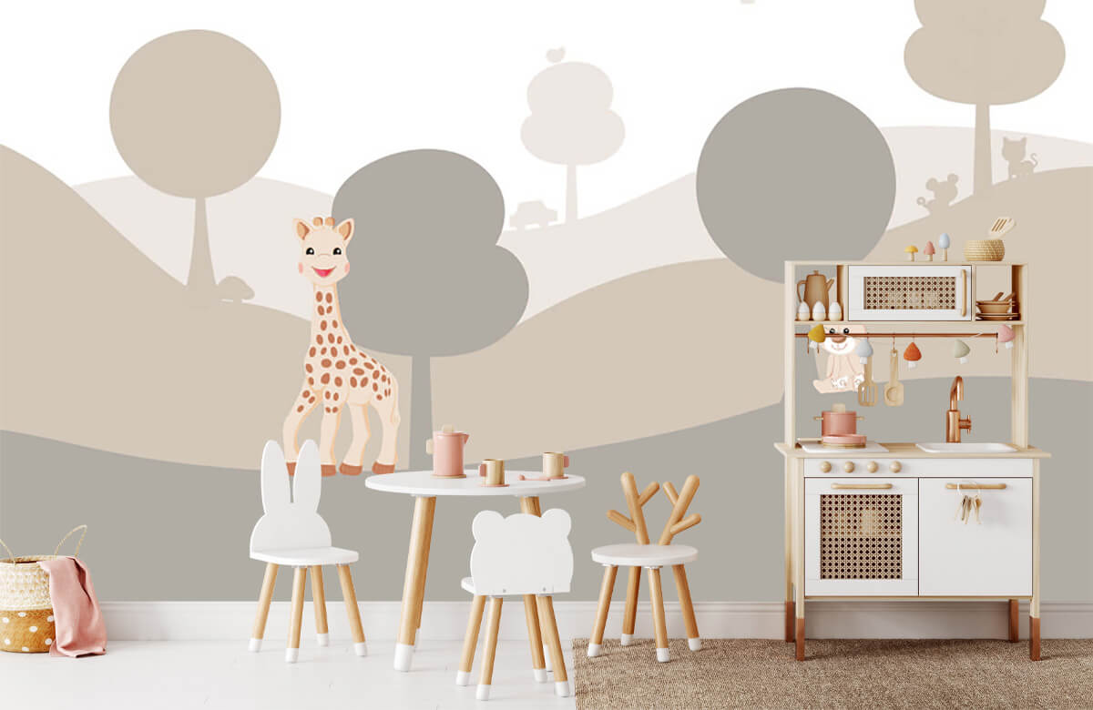 wallpaper Sophie la girafe® dans un paysage beige 8