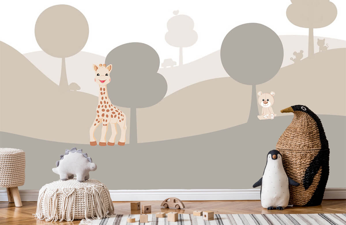 wallpaper Sophie la girafe® dans un paysage beige 9