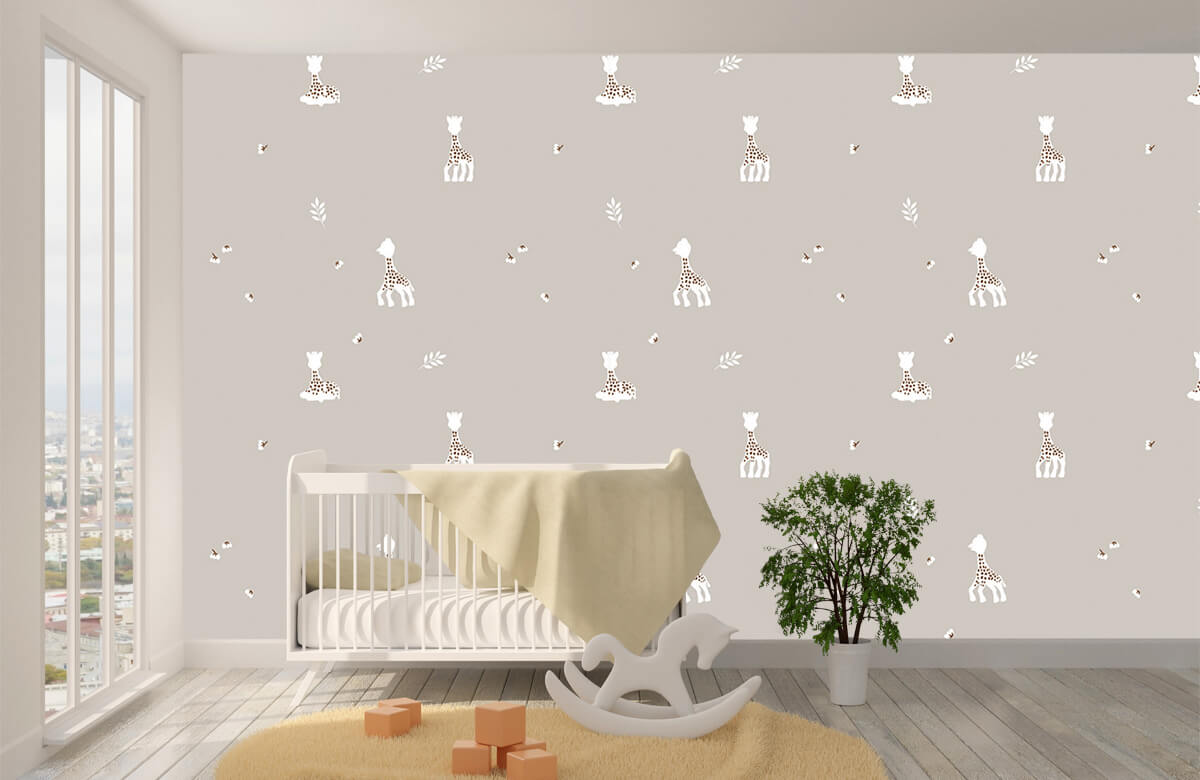 wallpaper Sophie la girafe® avec des feuilles 3